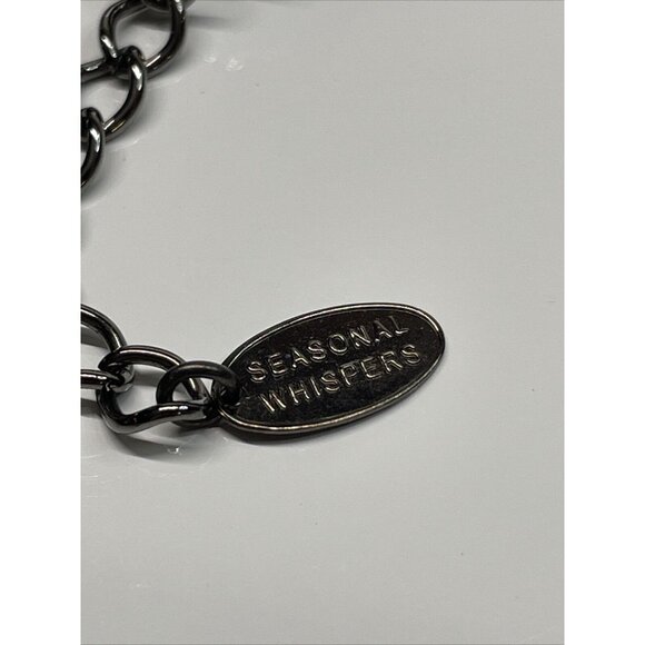 Seasonal Whispers Necklace Brown Suede Ribbon Starburst Flower Rhinestones AL2.3 - Picture 6 of 16